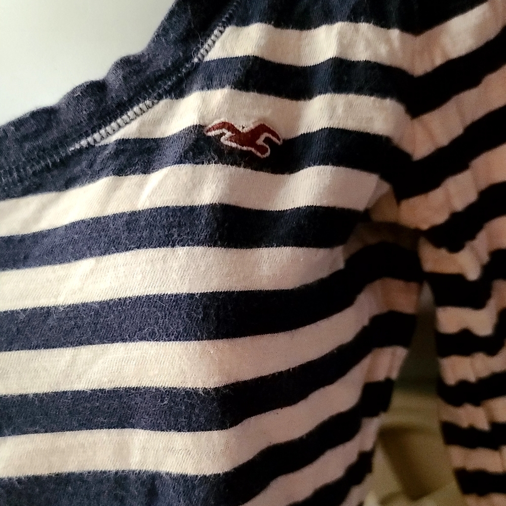 Hollister 1992 blue&white stripped long cuff sleeve lace front button shirt szS - Picture 2 of 7